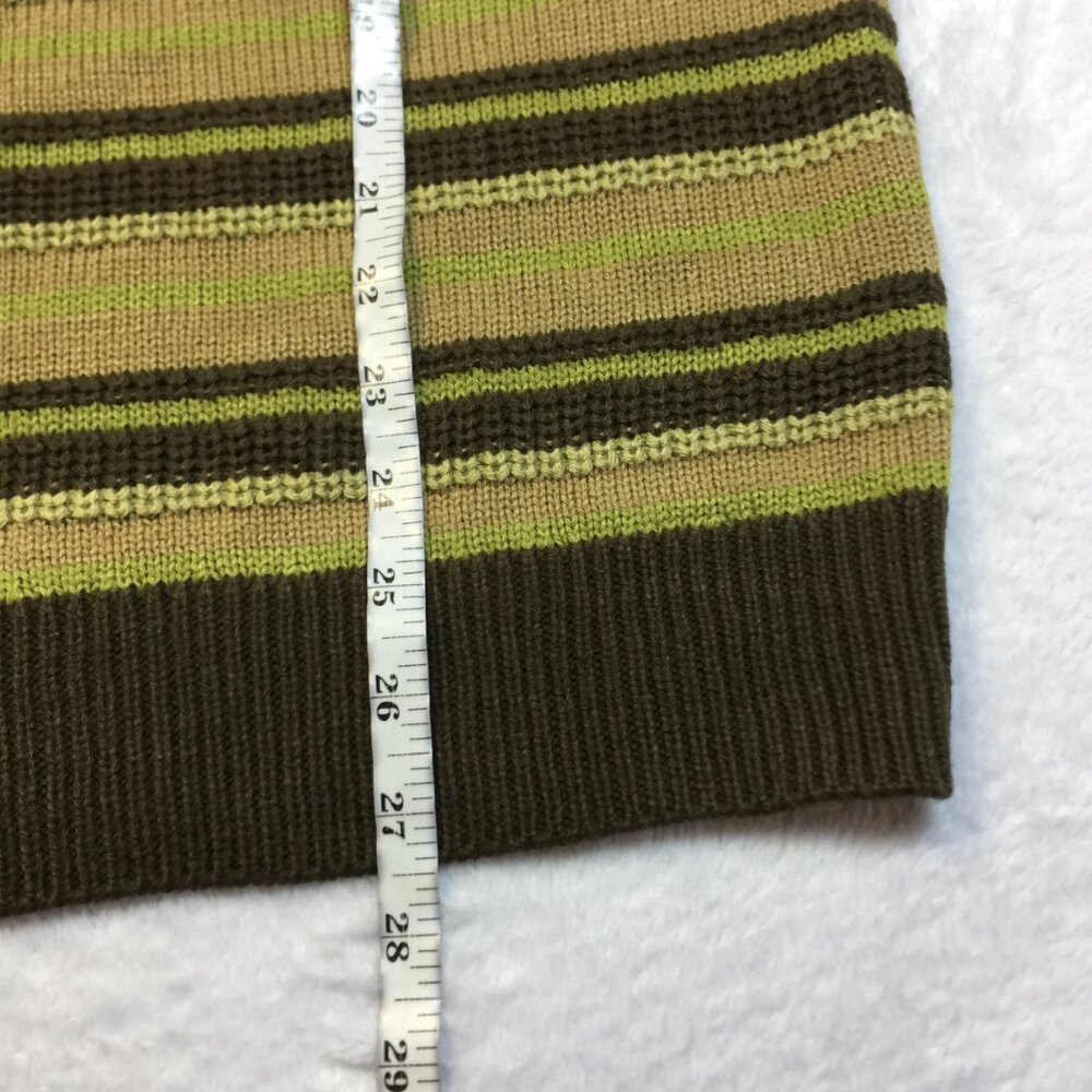 New! Thorn & Fable Sweater M Men’s Green Brown Striped Pocket Long Sleeve - Picture 8 of 16